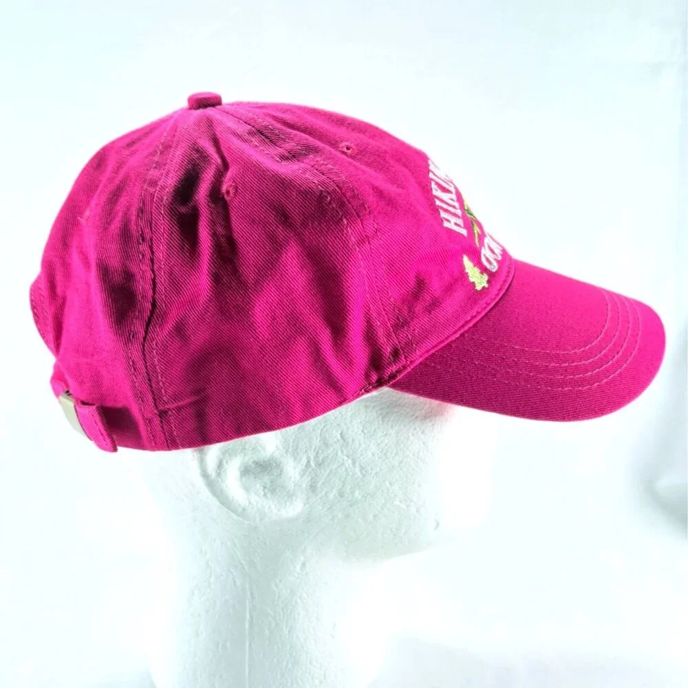 Hiking Hair Don't Care Hot Pink Cotton Embroidered Strapback Buckle Baseball Hat